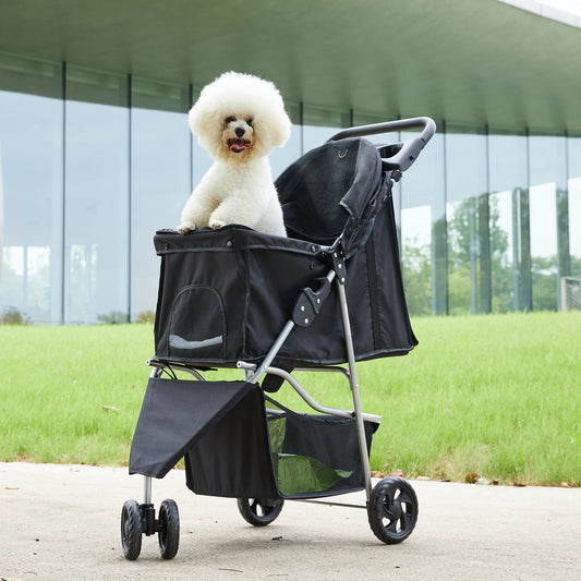 Dumos Foldable Pet Stroller With All Terrain Shock Absorber