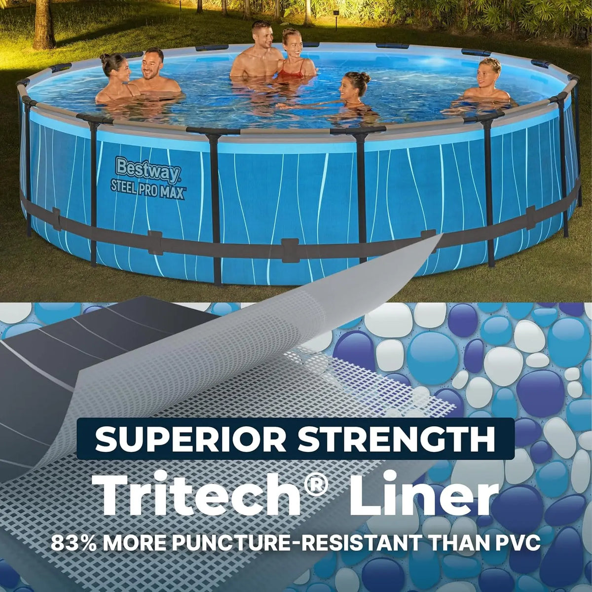 Steel Pro Max Above Ground Swimming Pool With Led Lights