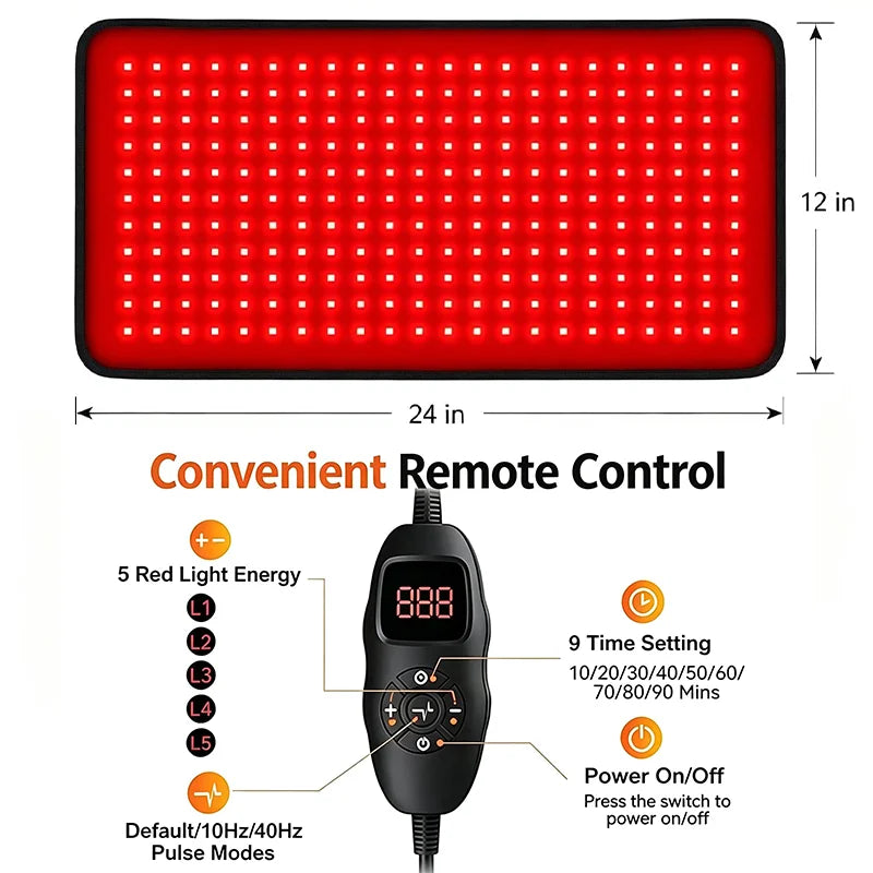 NEW 242LEDs Red Light Therapy Mat for Back Waist 660nm&850nm Infrared Light Therapy Triple Chips LED Light Therapy Pad for Body