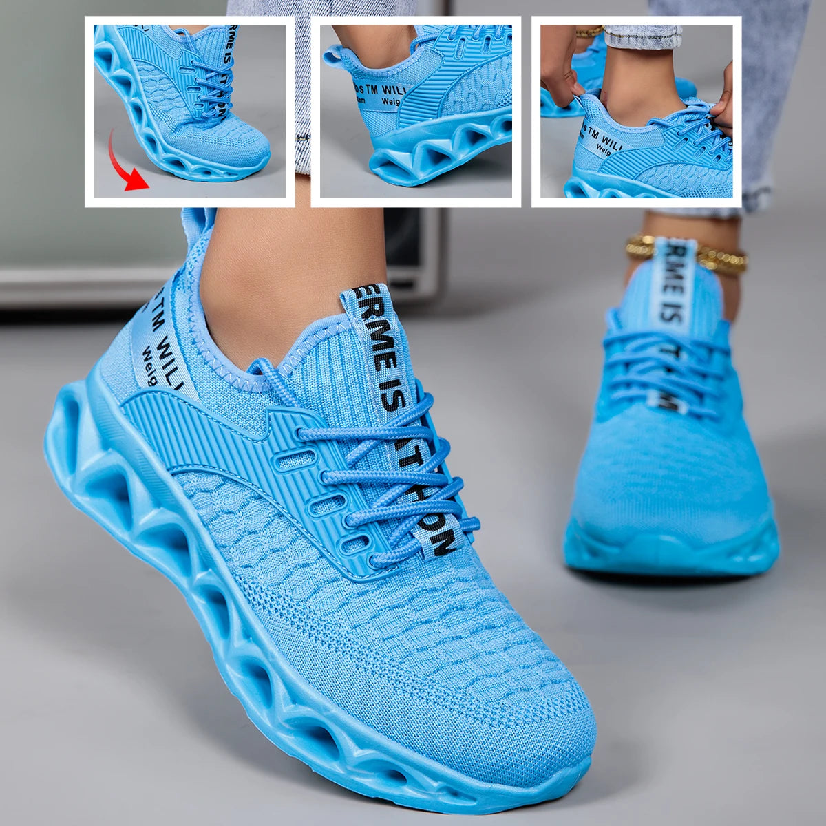 Unisex Knit Breathable Running Shoes With Lightweight Non Slip