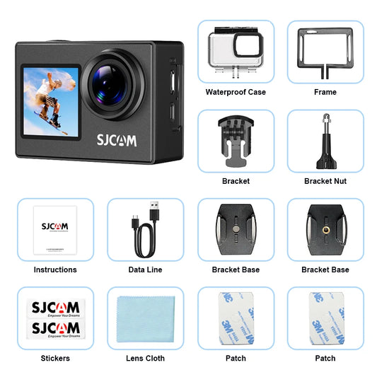 SJCAM SJ4000 Dual Screen 4K Action Camera Wireless Wifi H.264 Go To Sports Pro Cam Motorcycle Bicycle Connect to Ios Android APP