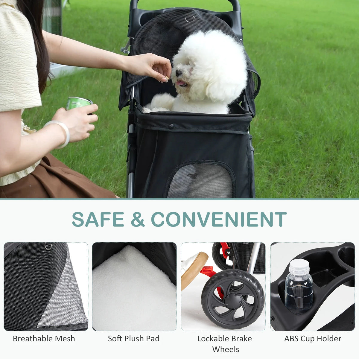 Dumos Foldable Pet Stroller With All Terrain Shock Absorber