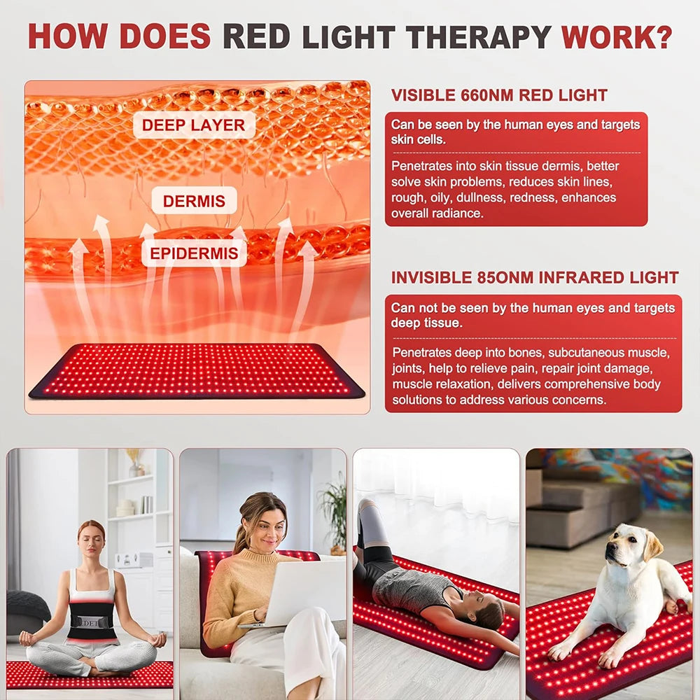480 Pcs Leds Red and Infrared Light Belt 660nm&850nm for Waist Leg Arm Shoulder Body Fatigue Relief