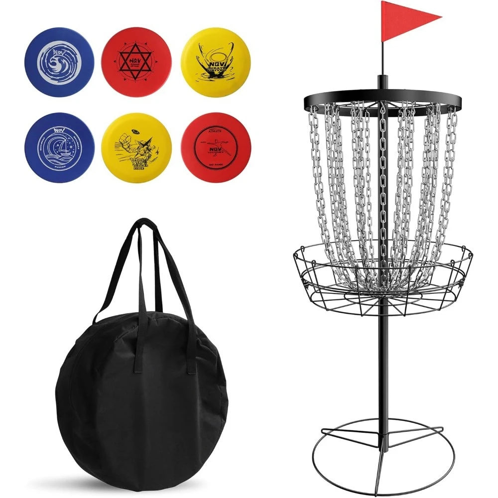 Portable Disc Golf Basket With 24 Chains Indoor Outdoor Practice