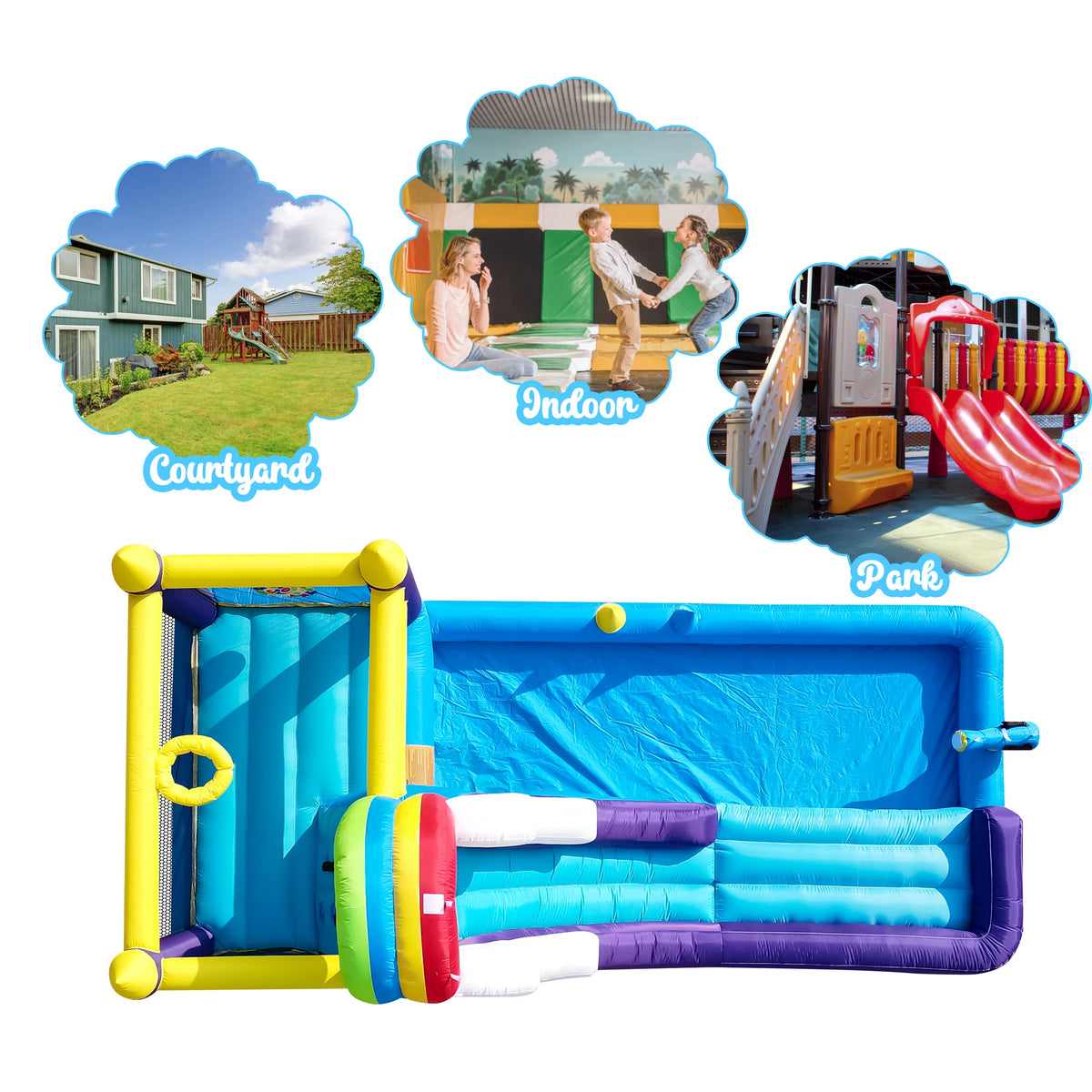 Rts Inflatable Water Slide Bounce House With Splash Pool