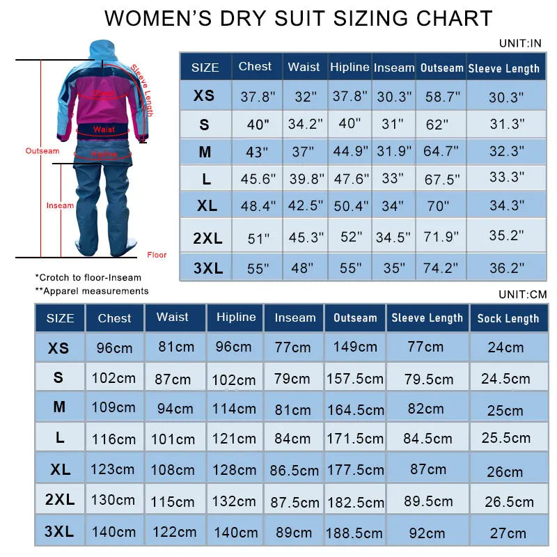 Women's Waterproof Dry Suit For Cold Water Kayaking Sports