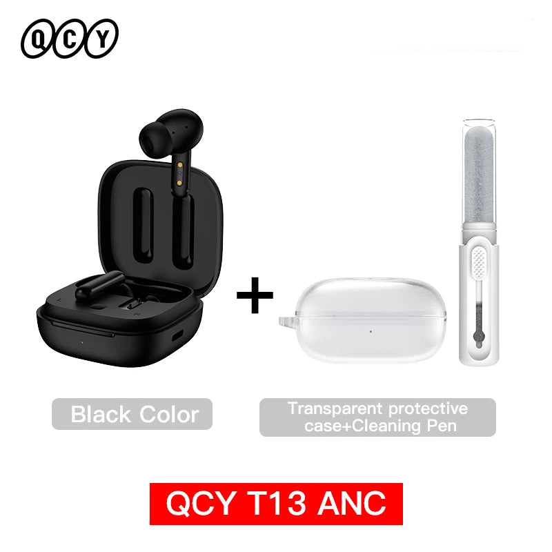 QCY T13 ANC Wireless Earphones Bluetooth 5.3 28dB Active Noise Cancellation Headphones 4 Mics ENC TWS Earbuds 68ms Low Latency