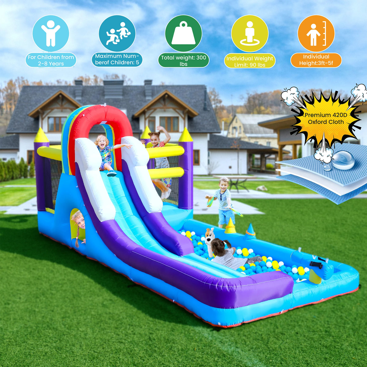 Rts Inflatable Water Slide Bounce House With Splash Pool