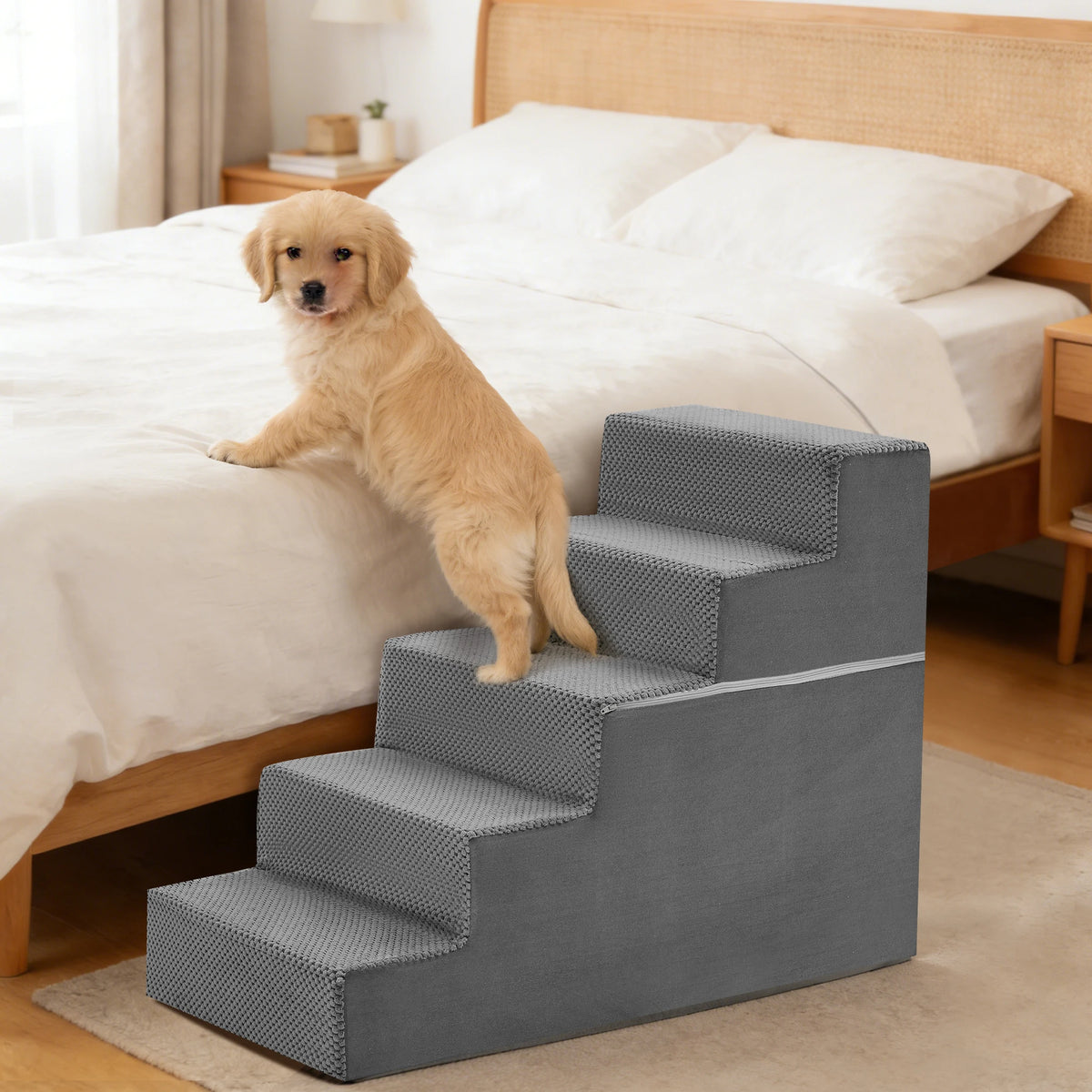 JHK Angled Foam Dog Stairs For Small Dogs Non Slip