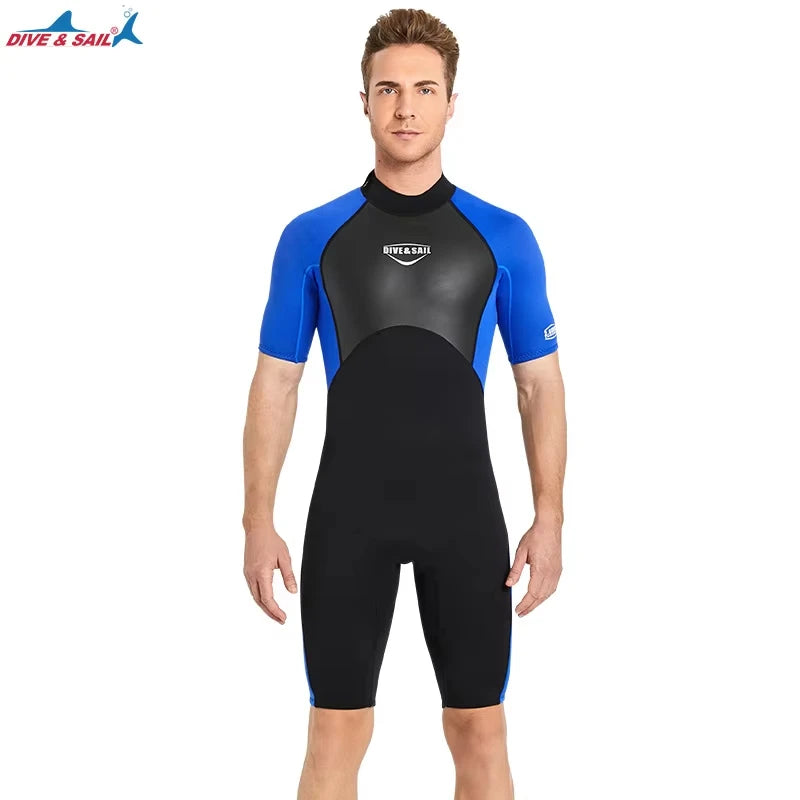 Men Women Short Sleeve Neoprene Wetsuit Snorkeling Scuba Diving Suit