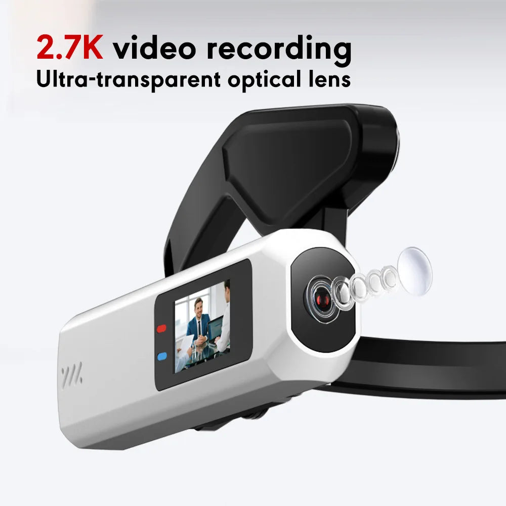Portable Head Mounted Sports Camera Mini HD 2.7K/60FPS Wearable Camera 110°Wide Angle Lens WiFi APP Control Video Camcorder