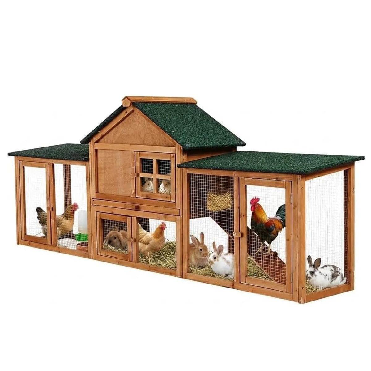 DishyKooker 2 Story Bunny Hutch Outdoor Rabbit Cage With Double Runs