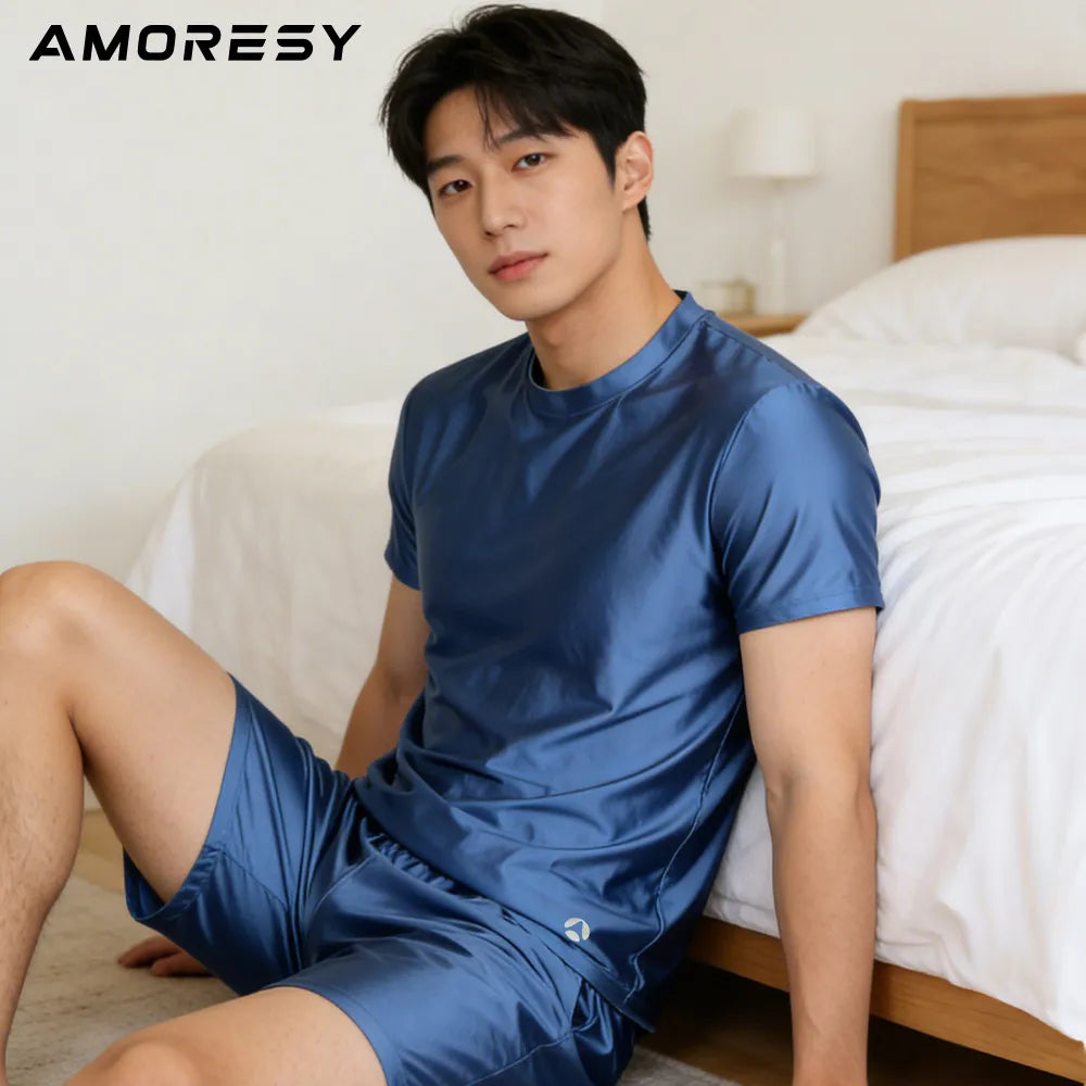 X Clock Nyoung Men Shiny Satin Swim Pants Comfortable Activewear
