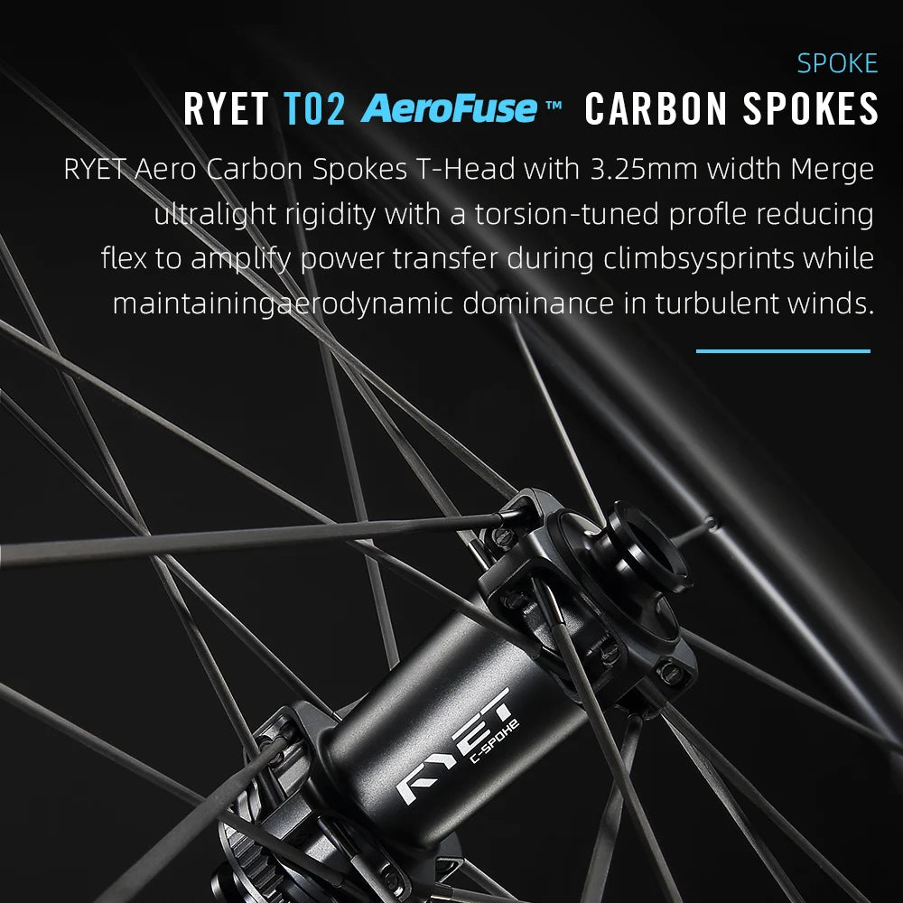 Ryet Ceramic Ratchet Carbon Road Wheelset Tubeless Disc Brake