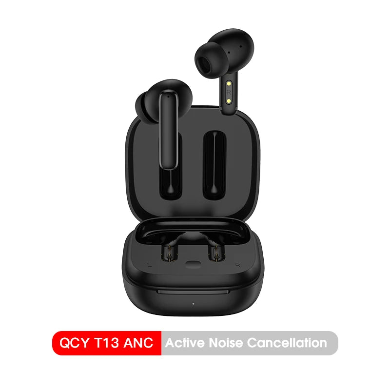 QCY T13 ANC Wireless Earphones Bluetooth 5.3 28dB Active Noise Cancellation Headphones 4 Mics ENC TWS Earbuds 68ms Low Latency