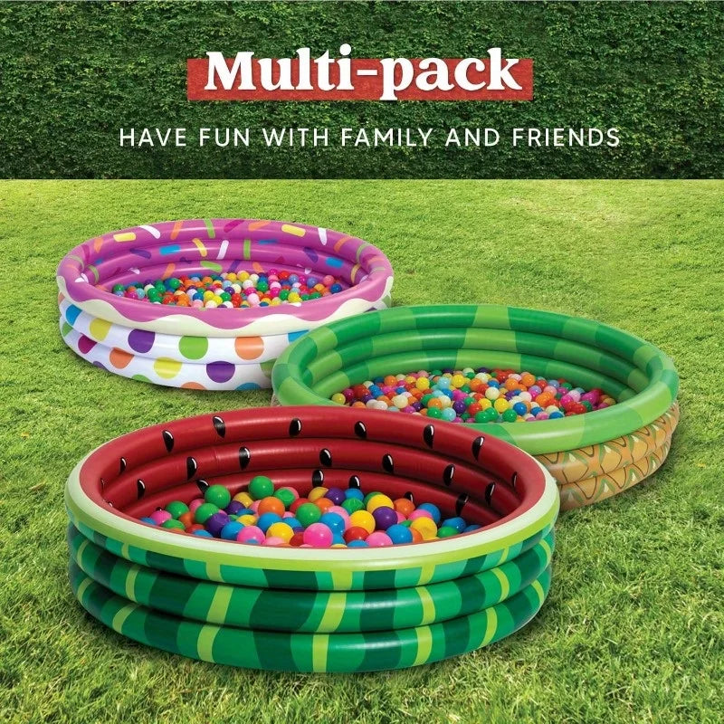 Joyfy 3 Pack Inflatable Kiddie Pools Watermelon Pineapple Cupcake Design