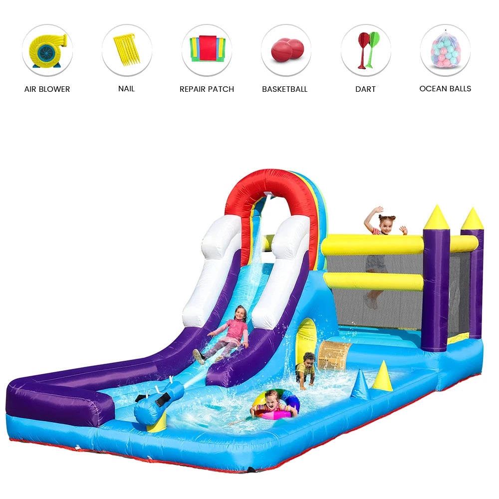 Rts Inflatable Water Slide Bounce House With Splash Pool