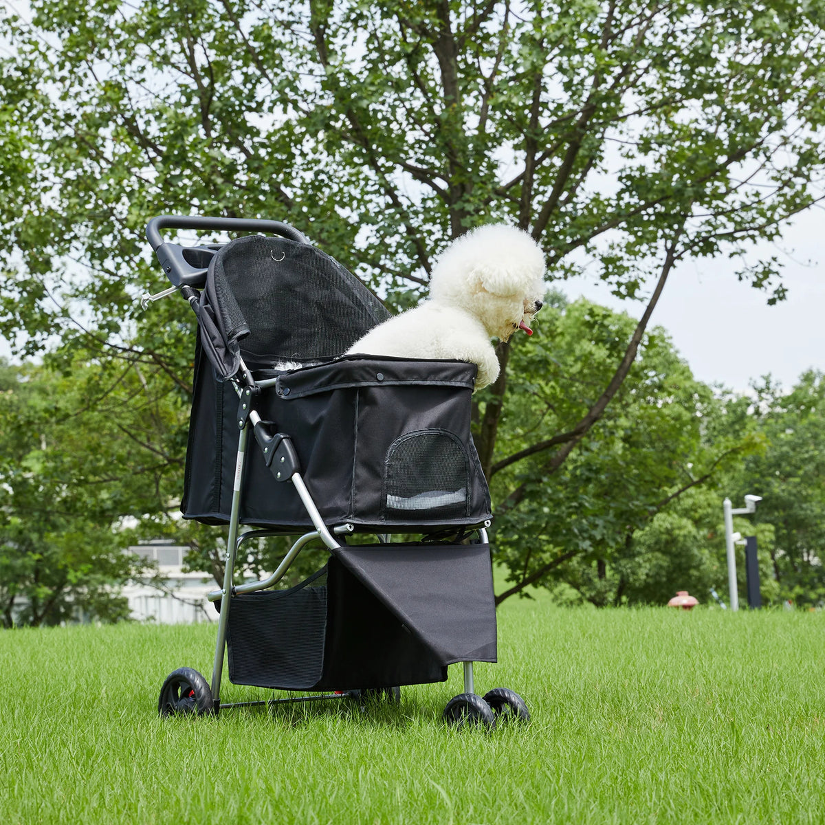 Dumos Foldable Pet Stroller With All Terrain Shock Absorber