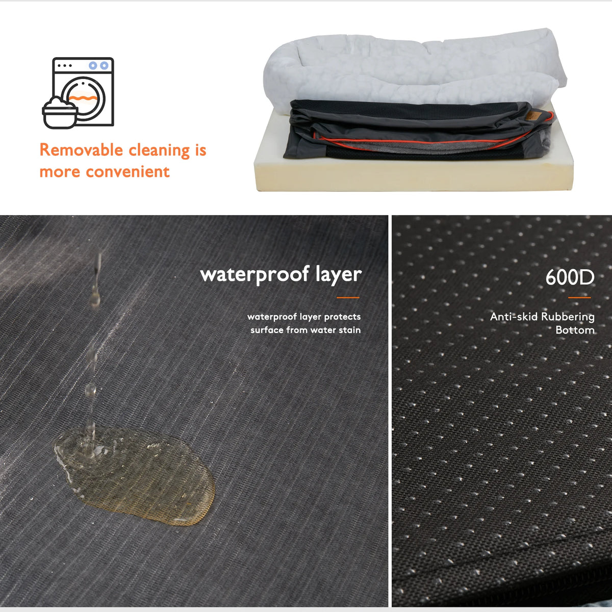 Bingopaw Waterproof Warm Fleece Dog Bed With Removable Washable Cover