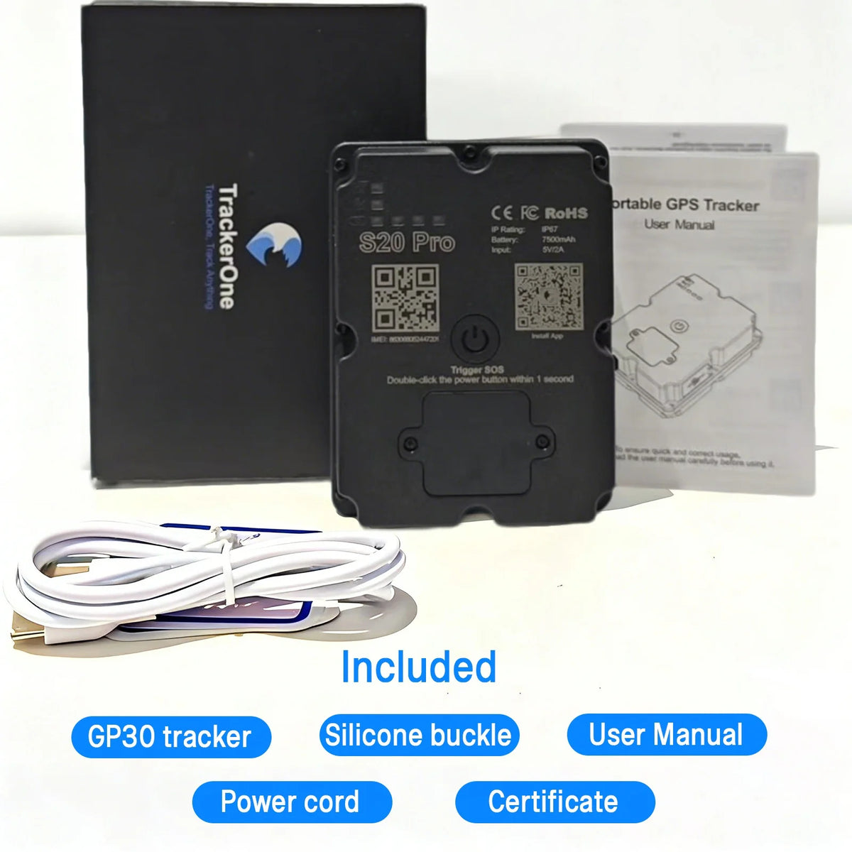 4G GPS Tracker 7500mAh Strong Magnetic Real-Time Locator for Car Motorcycle Bicycle Vehicle Tracking Device APP Control