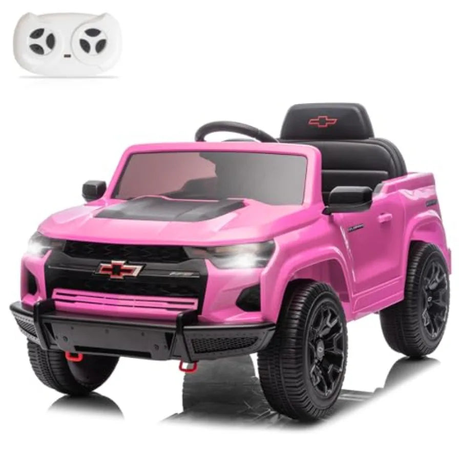 Pink 12V Electric Ride on Car for Toddlers with Remote Control Battery Powered Vehicle Bluetooth LED Lights Soft Start Suitable