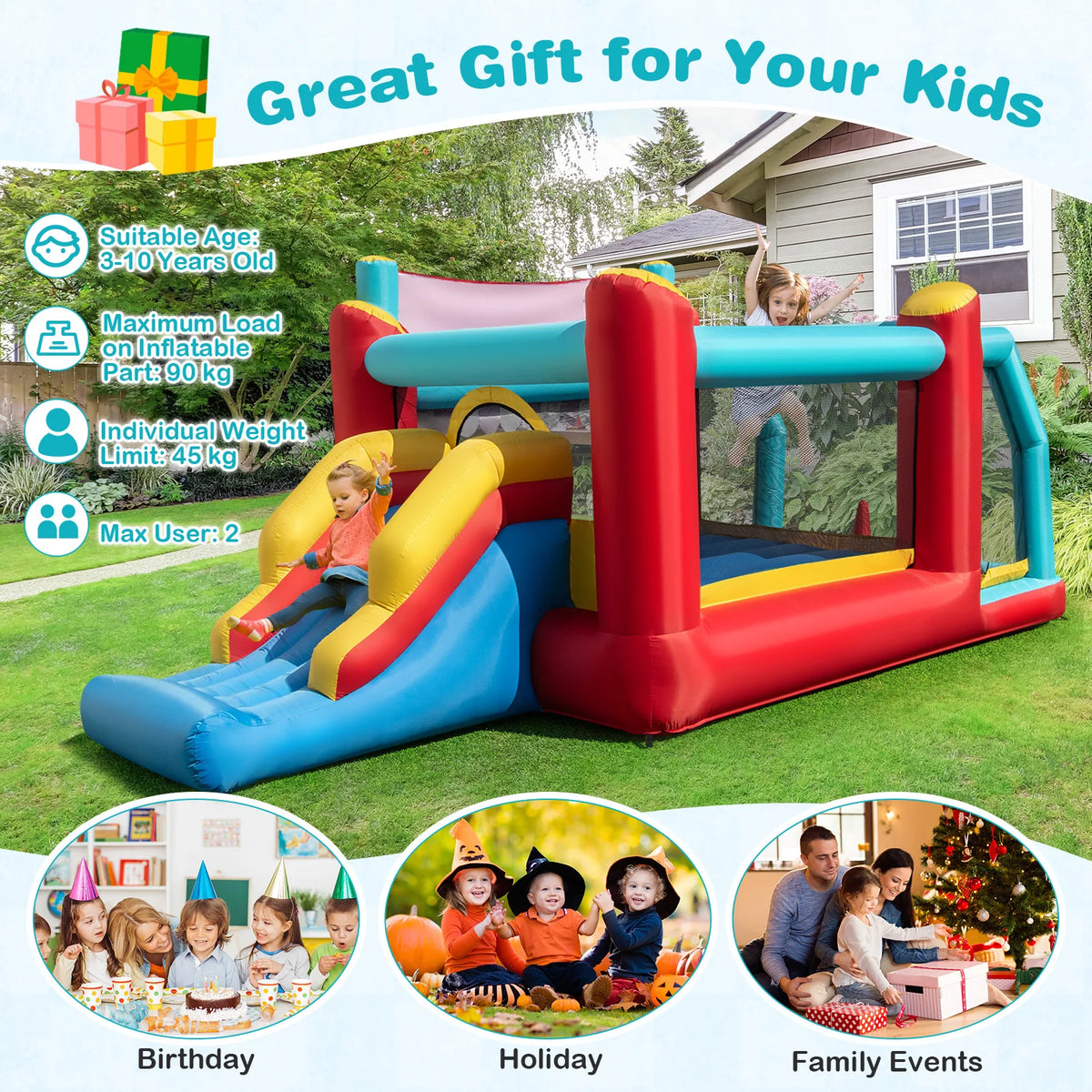 5 In 1 Inflatable Ice Cream Bounce House Jumping Castle Party Play Tent