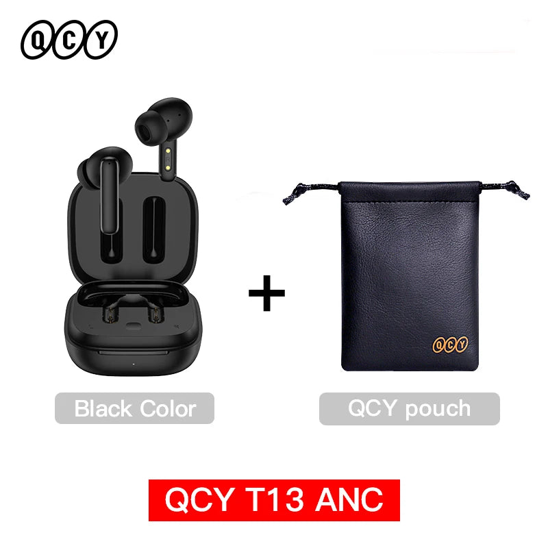 QCY T13 ANC Wireless Earphones Bluetooth 5.3 28dB Active Noise Cancellation Headphones 4 Mics ENC TWS Earbuds 68ms Low Latency