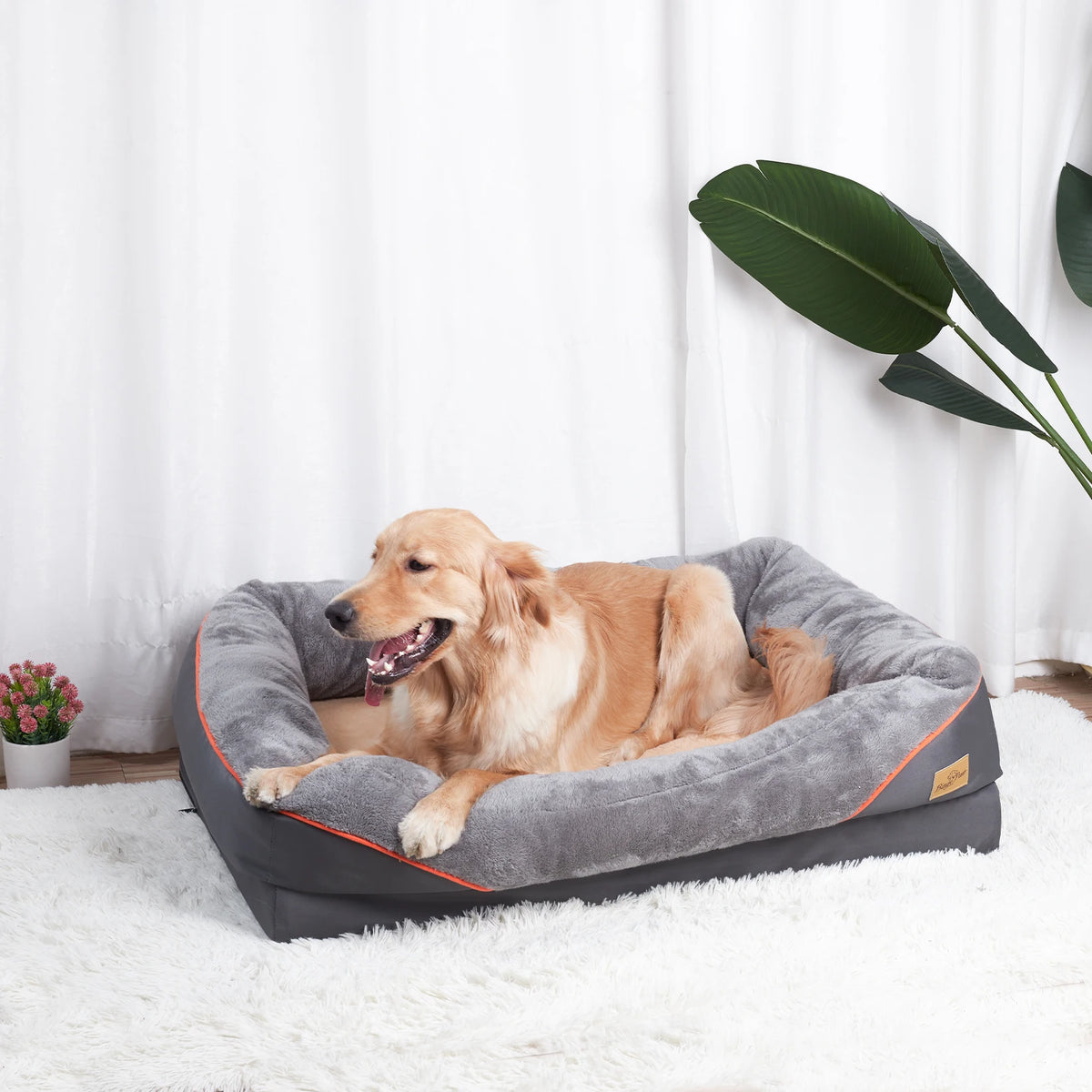 Bingopaw Waterproof Warm Fleece Dog Bed With Removable Washable Cover