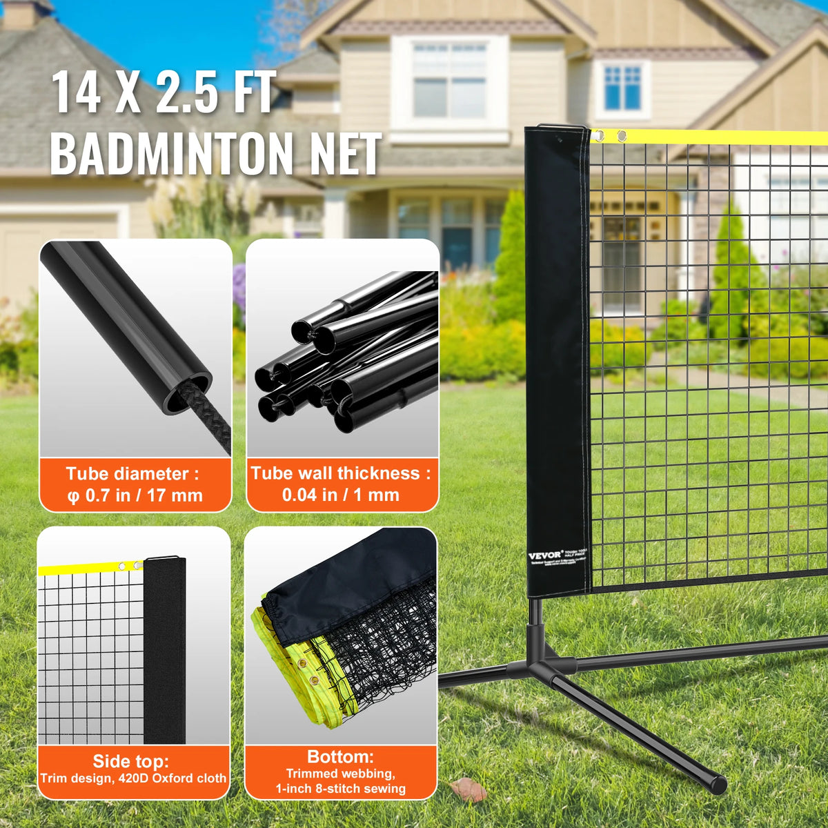 Adjustable Badminton Net Set For Outdoor Court Games