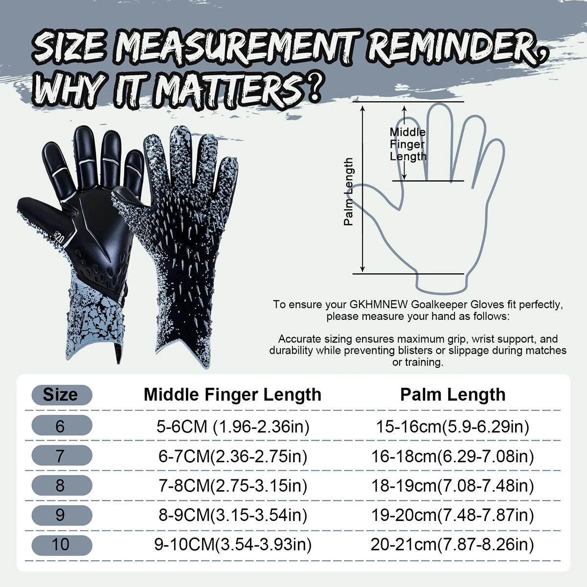 GKHMNEW Soccer Goalie Gloves Youth and Adult Enhanced Latex Grip