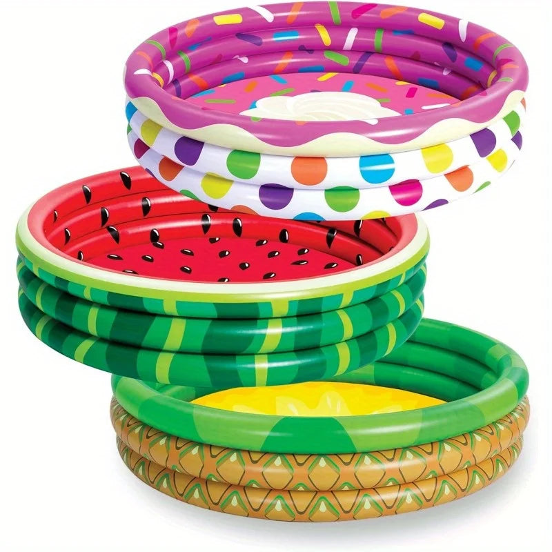 Joyfy 3 Pack Inflatable Kiddie Pools Watermelon Pineapple Cupcake Design