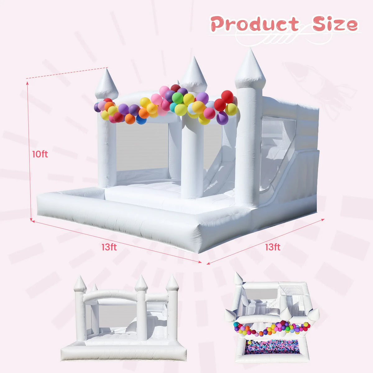 13ft Commercial PVC White Bounce House Inflatable Wedding Castle for Adult Kids Children's playground, children's toys