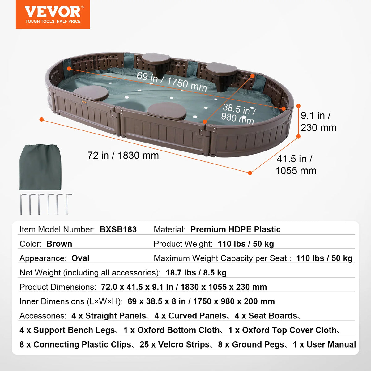 SucceBuy Sandbox With Cover Square Sand Pit Corner Seating