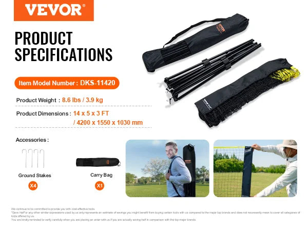 Adjustable Badminton Net Set For Outdoor Court Games