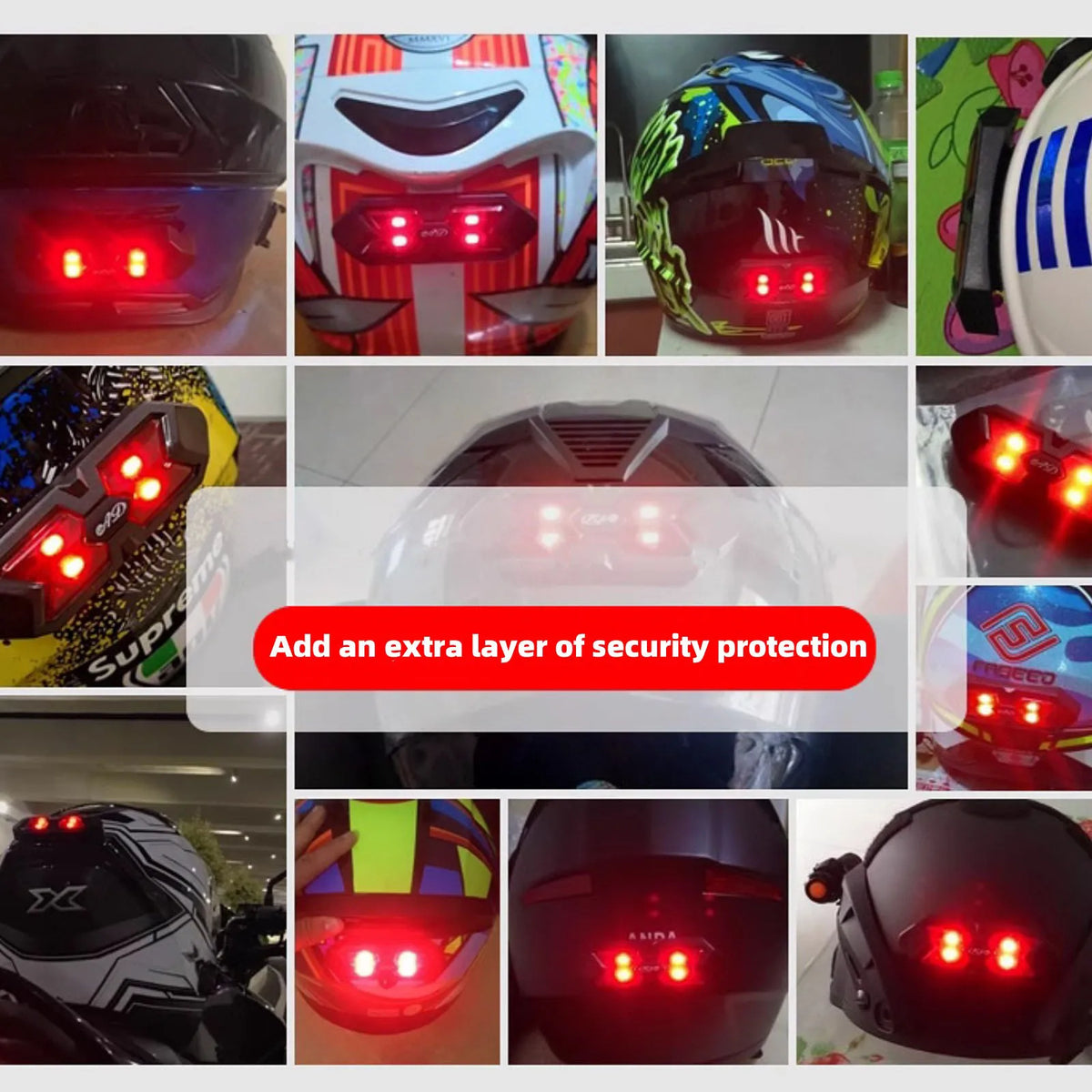 Waterproof Motorcycle Rear LED Helmet Light With Always On/ Flash/ Warning Mode USB Cable Motorcycle Accessories
