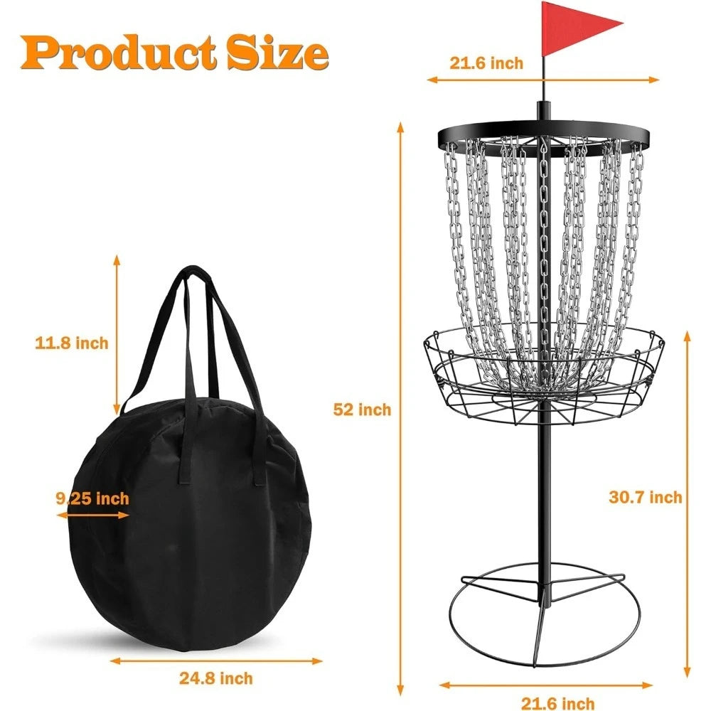 Portable Disc Golf Basket With 24 Chains Indoor Outdoor Practice