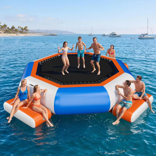 Octagonal Inflatable Water Trampoline With Three Platforms