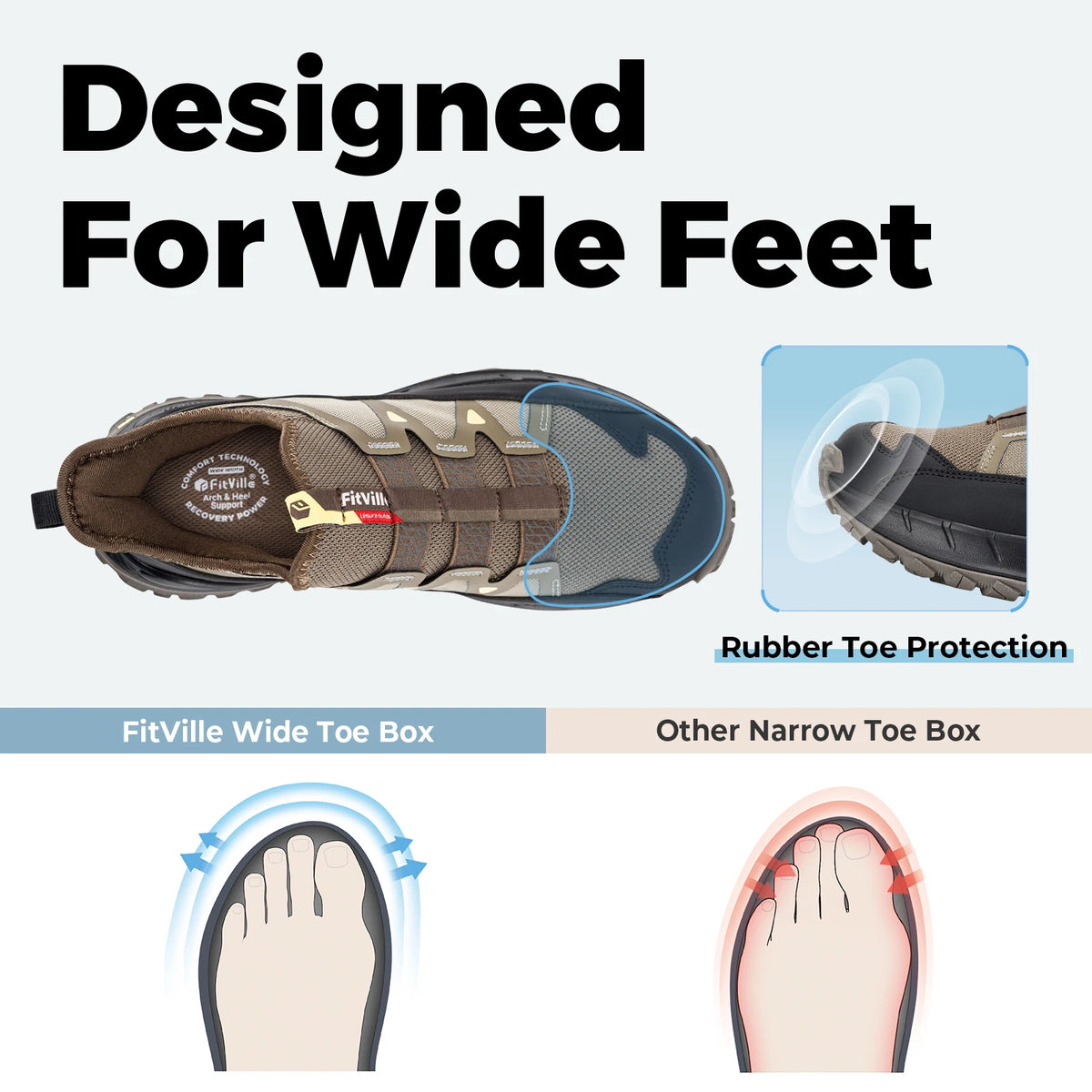 Fittington Men Wide Slip On Comfort Sneakers With Arch Support