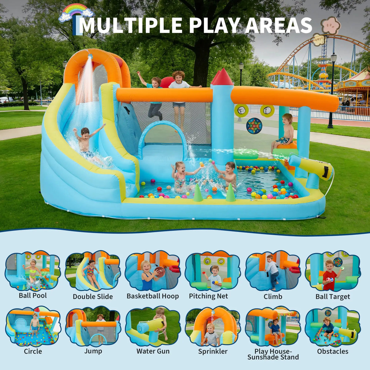 14FT HImiss Kids Bounce House With Slide And Blower