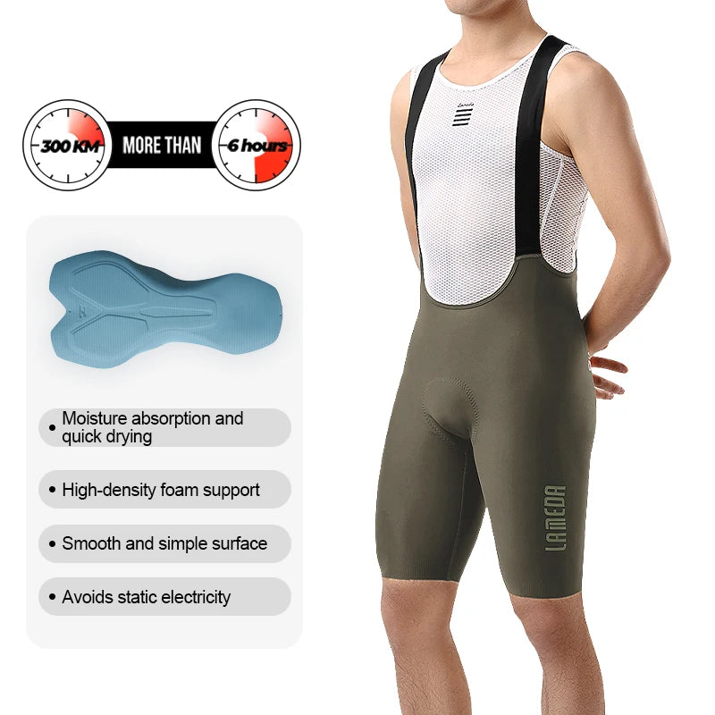 Lameda Men Cycling Bib Shorts Breathable Mountain Bike Padded Shorts