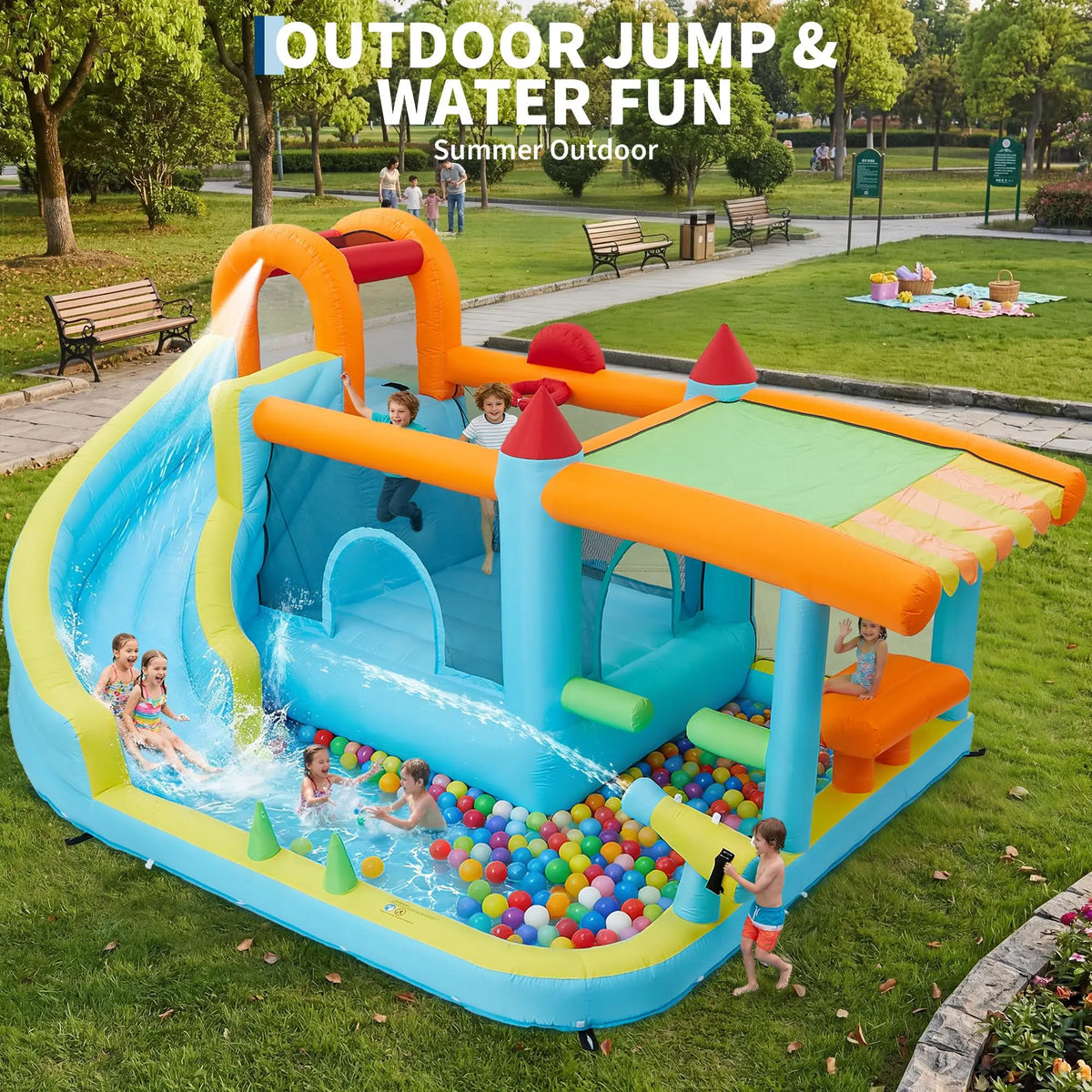 14FT HImiss Kids Bounce House With Slide And Blower