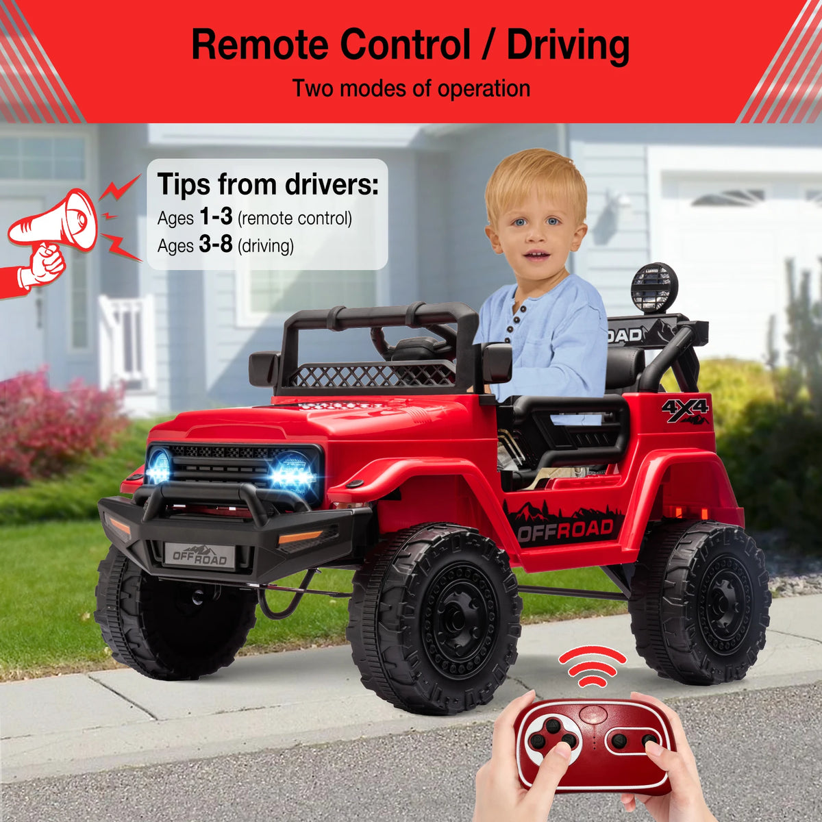 12V Kids Ride On Car Two-Seater With Remote Control
