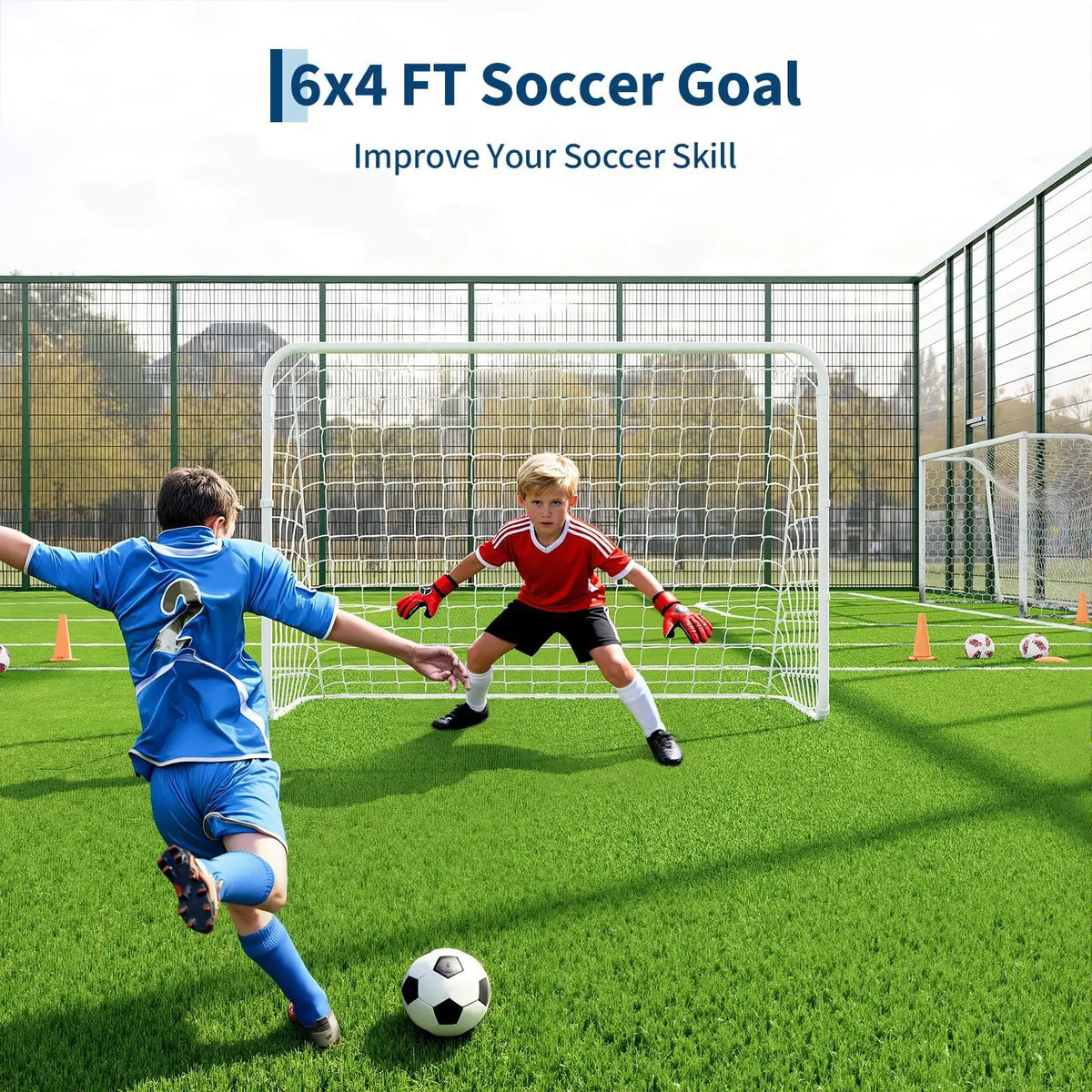 Soccer Goals, 12x6/ 6x4 FT Soccer Goal Set, Soccer Training Equipment Quick Setup, Portable Net Collapsible Metal Base