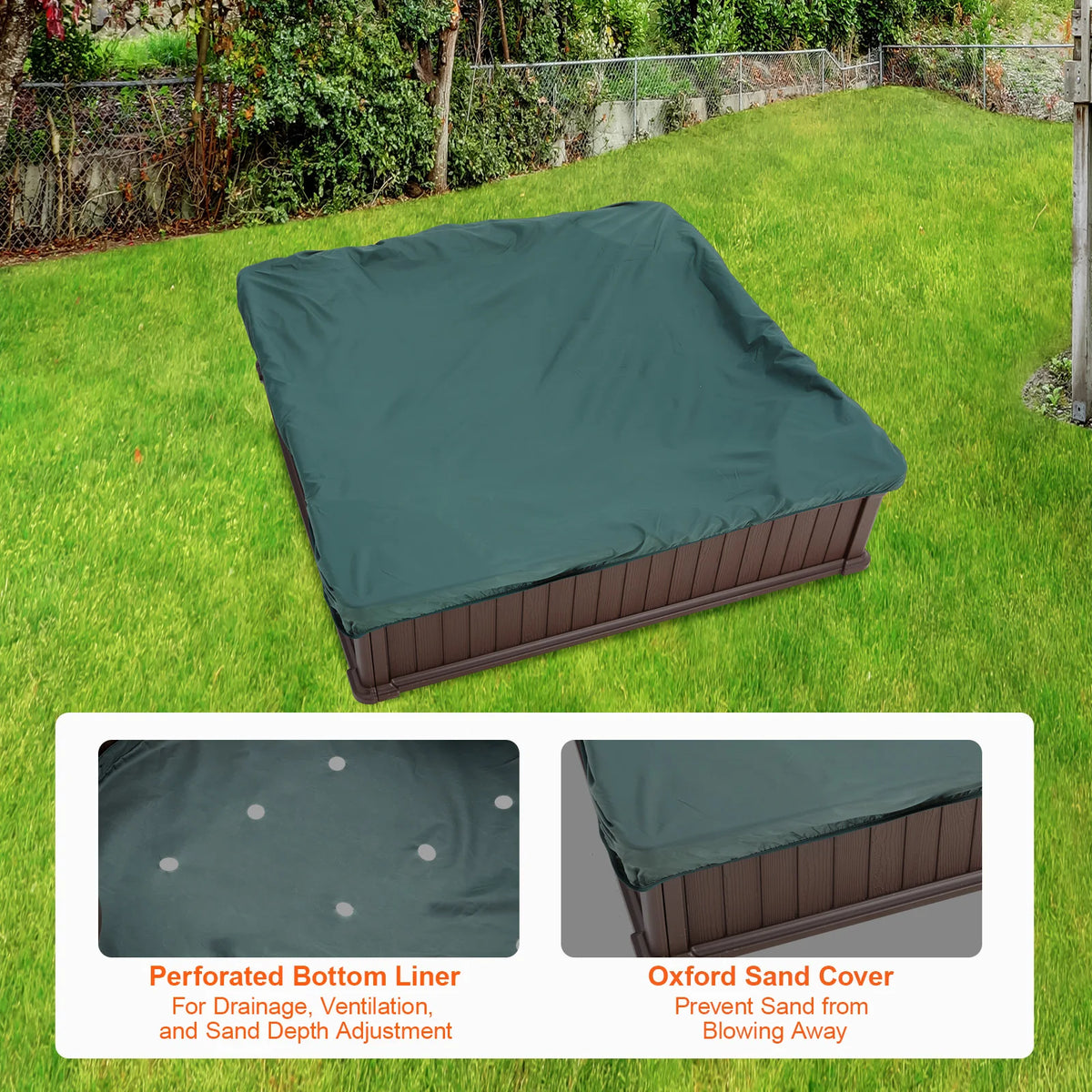 SucceBuy Sandbox With Cover Square Sand Pit Corner Seating