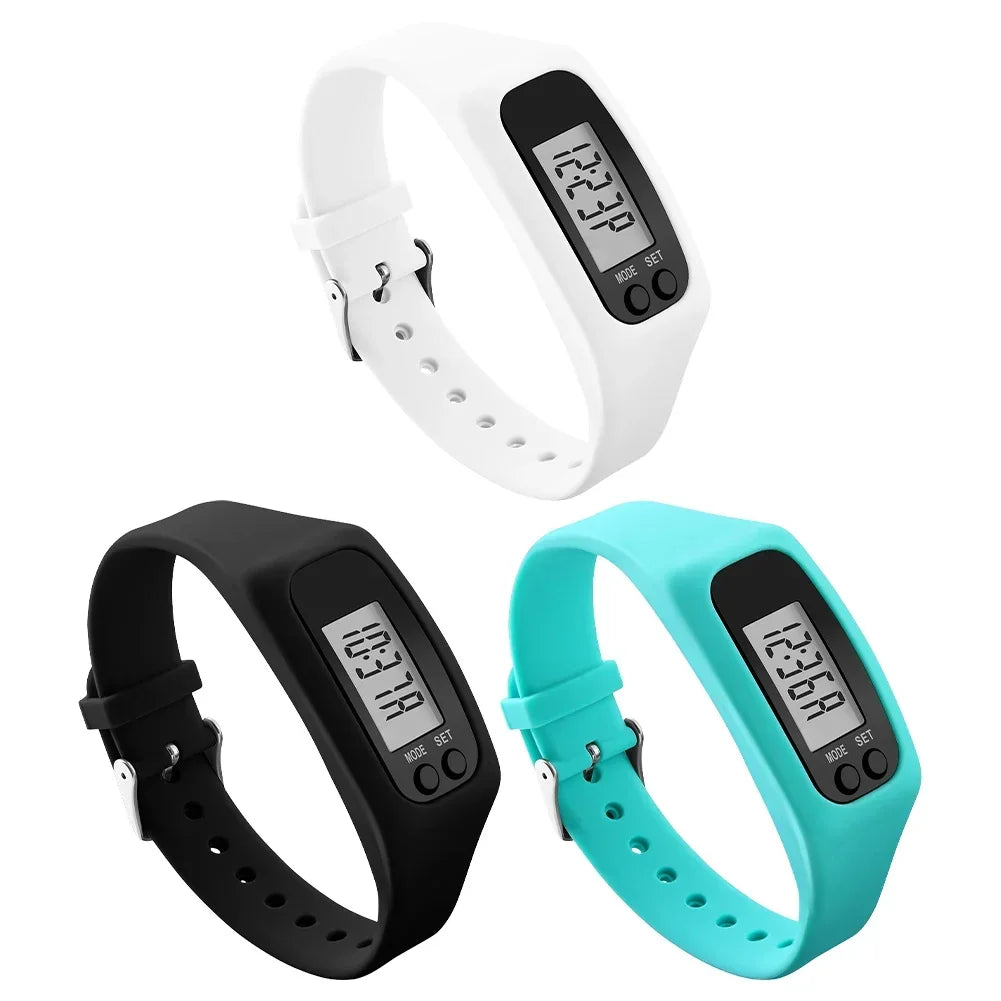 LED Pedometer Bracelet Wrist Calorie Counter 12/24H Time Display Step Counter Watch Multi-Function Fitness Watch for Adults Kids