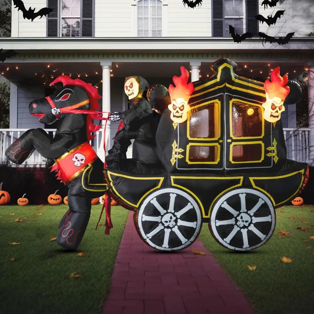 Joyfy Halloween Inflatable Carriage With LED Lights Outdoor Decor