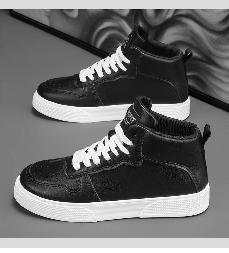 Men's Height Increasing High Top Canvas Sneakers Lace Up Shoes